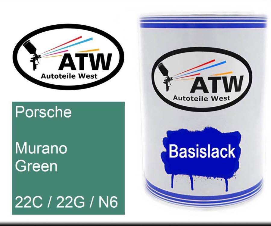 Porsche, Murano Green, 22C / 22G / N6: 500ml Lackdose, von ATW Autoteile West.